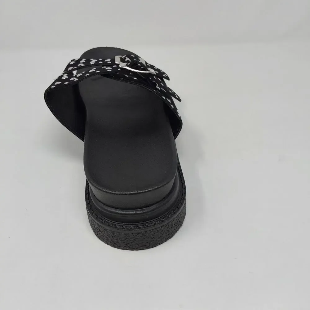 Women's Black Studded Double Buckle Platform Slide Sandals US 10.5 EU 41 New